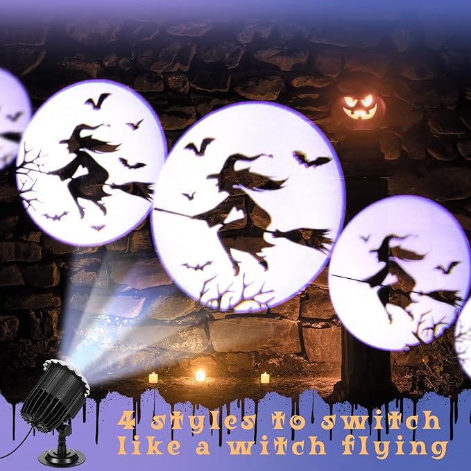 Halloween Projector Light with 1 Film Slides Holiday LED Projector Lights Outdoor Reflectors