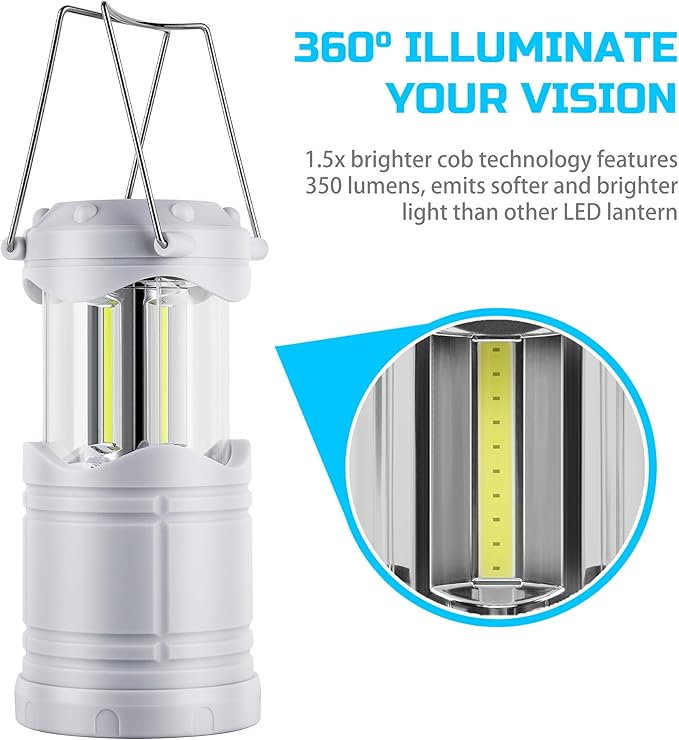 Lichamp LED Camping Lantern, 4 Pack Battery Powered Flashlight for Power Outages, Portable