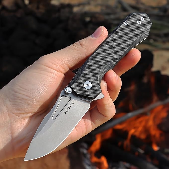EDC Pocket Knife Rhino,3" D2 Steel Blade Durable G10 Handle, Folding Pocket Knives with Reversible