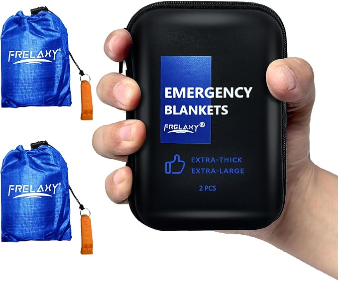 Frelaxy Emergency Blanket 2-Pack/4-Pack, Extra-Thick Extra-Large Space Blankets with Whistles