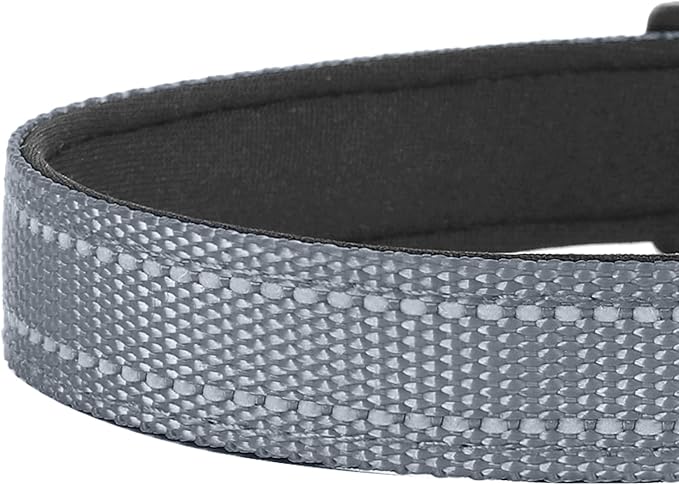 Reflective Dog Collar, Adjustable Soft Neoprene Padded Nylon Pet Collars with Buckle for Extra