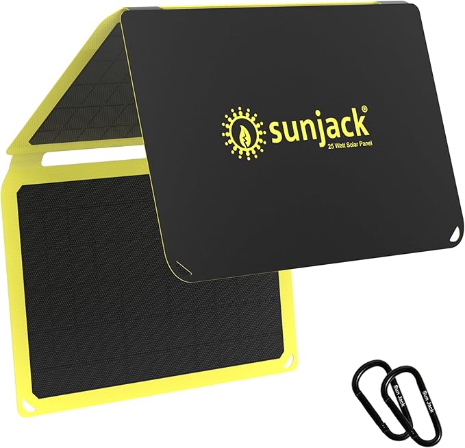SunJack ??25 Watt Foldable Solar Panel, ETFE Monocrystalline Portable Solar Panel with USB-C and