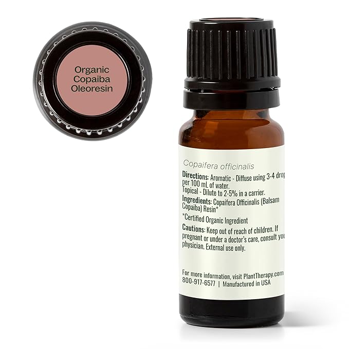 Plant Therapy Copaiba Oleoresin Organic Essential Oil 100% Pure, Undiluted, Natural Aromatherapy