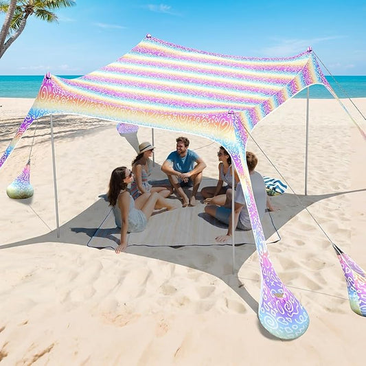 2PM SPORTS Beach Tent Canopy with UPF50+ UV Protection, Outdoor Large Beach Sun Shade Shelter for