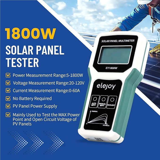 1800W Solar Panel Tester MPPT Photovoltaic Multimeter & Watt Meter Smart Portable Tool for Solar PV