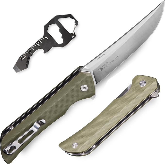 Heavy Outdoor Tactical Folding Pocket Knife for men,14C28N Stainless Steel Blade,G10 Handle,Liner