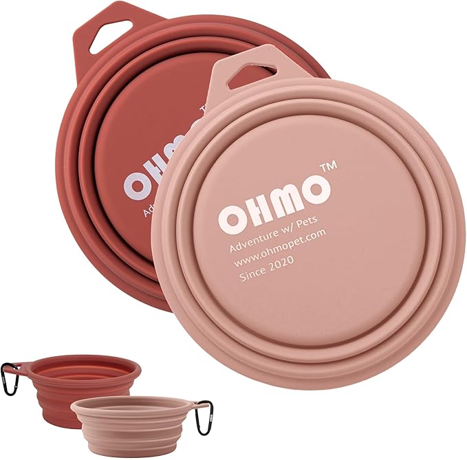 OHMO Large Collapsible Dog Bowls, (2 Pack 27oz/800ml) Premium Silicone Portable Travel Water Food