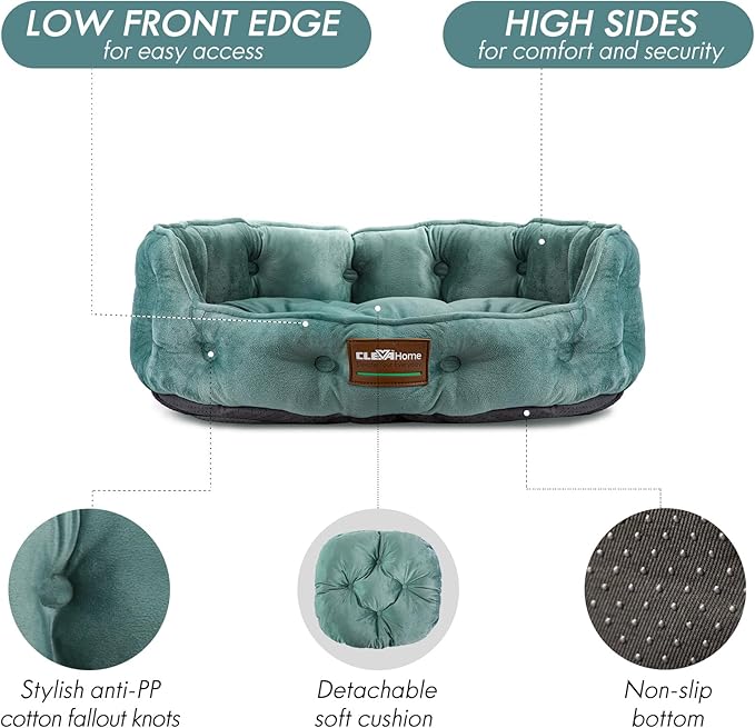 ClevaHome Cat Dog Bed for Small Pets up to 15lbs - Round Cat Beds for Indoor Cats, Machine Washable