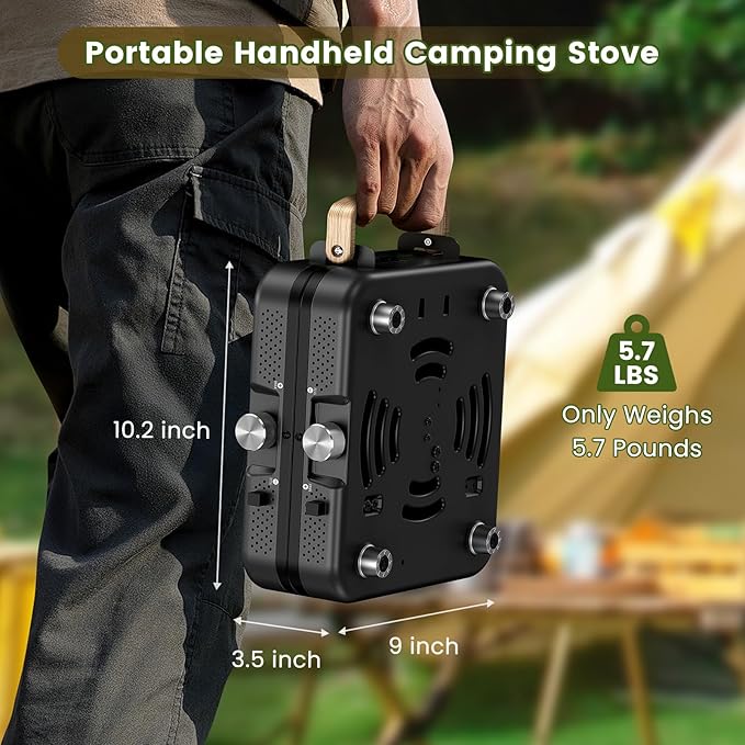 OGERY 2-Burner Foldable Camping Stove with Griddle (Textured & Smooth) and Carrying Bag, Portable