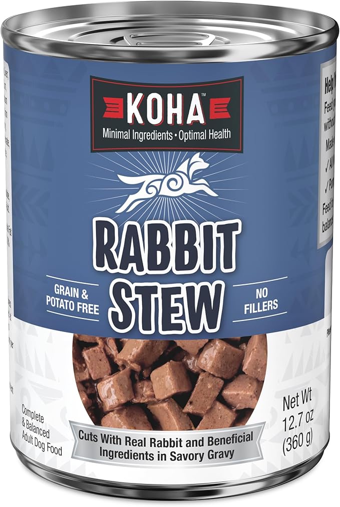 KOHA Minimal Ingredient Rabbit Stew for Dogs, High Protein Limited Ingredient Dog Food, 12.7oz Cans