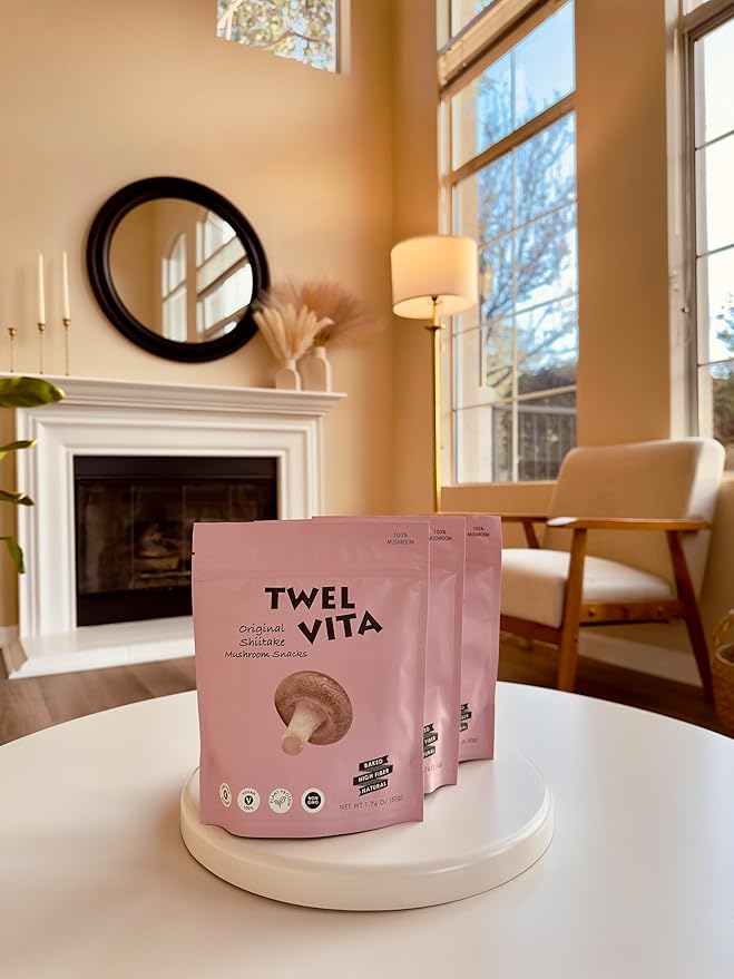 TwelVita Wholesome Baked Shiitake Mushroom Crisps, Vegan Snacks, Clean Label, Non-GMO, Gluten-Free