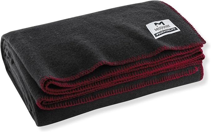 M MCGUIRE GEAR Heavy Duty Wool Blanket, Survival, Emergency, and First Aid Use – Mil-Spec, Fire
