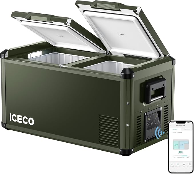 ICECO VL75 ProD 12V Refrigerator, Portable Freezer Fridge with AC/DC, 75L Dual Zone Car Fridge