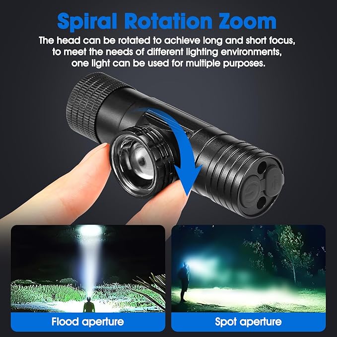 2 Pack 2200 mAh USB-C Rechargeable Dual Power Headlamp with Twist Focus Beam and Magnetic Base