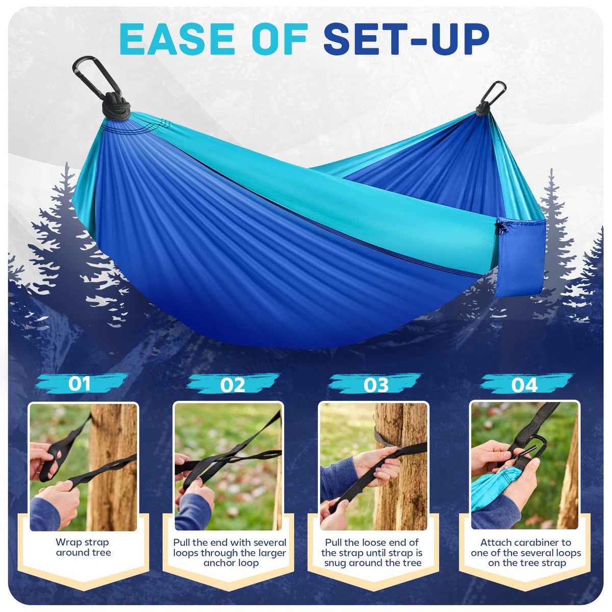 Camping Hammock Lightweight, Portable Hammocks Parachute Hammock with Two Tree Straps, Single or