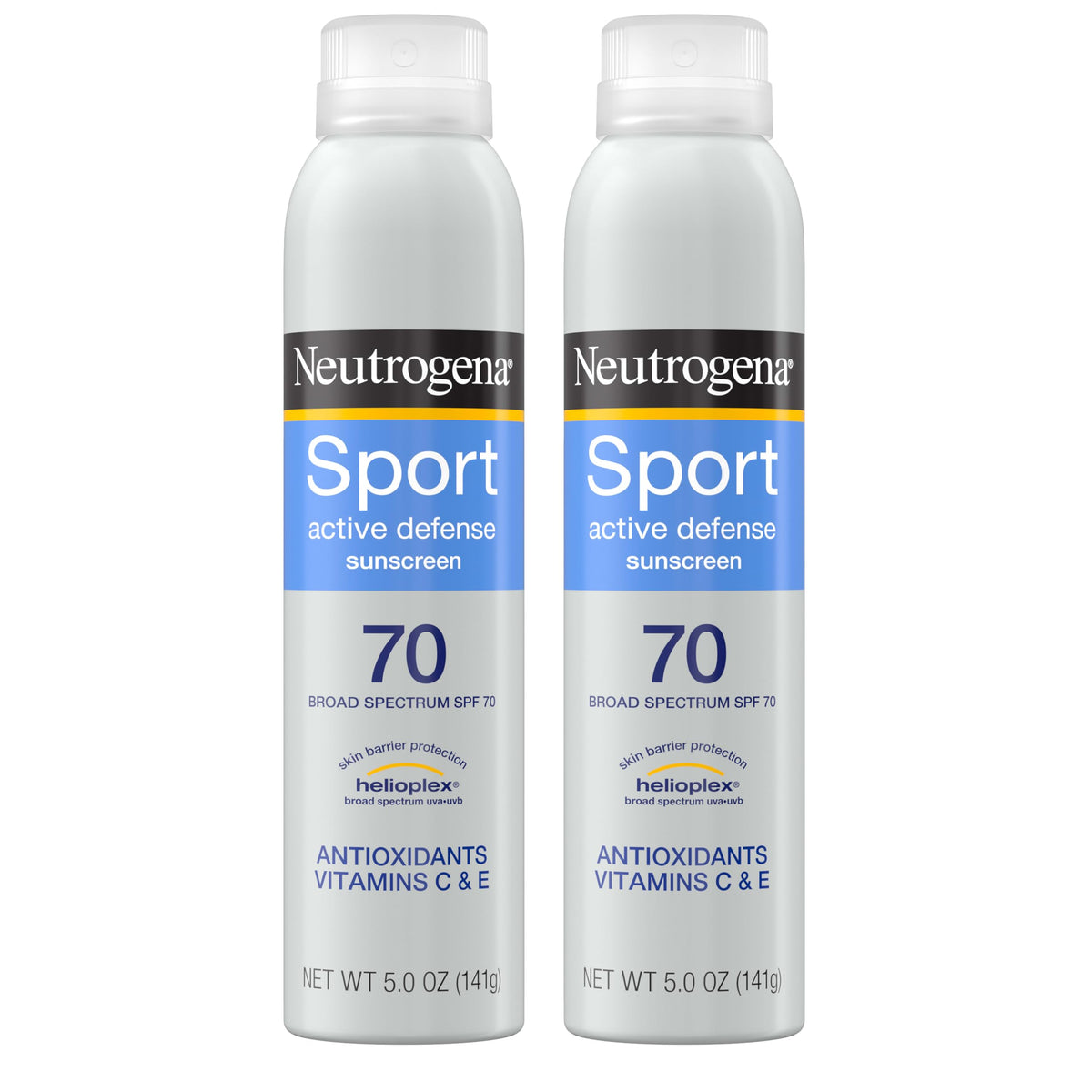 Neutrogena Sport Active Defense Sunscreen Spray SPF 70, 2 x 5 oz