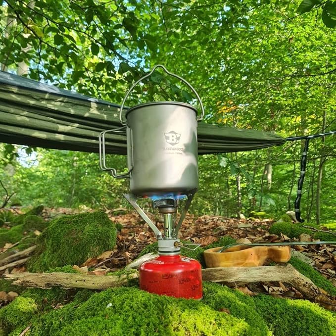 Bestargot Camping Titanium Pot, 750ml Outdoor Cup with Insulation Cup Carrier, Titanium Camping