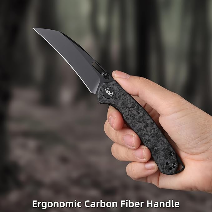 Folding Pocket Knife, 3.1" Stonewash Blade EDC Knife with Safety Liner Lock, Small Pocket Knife