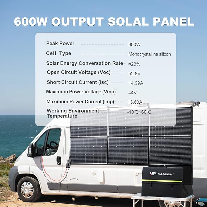 ALLPOWERS SP039 600W Foldable Solar Panel, 24% Efficient IP66 Waterproof for RV Camping Home & 12V