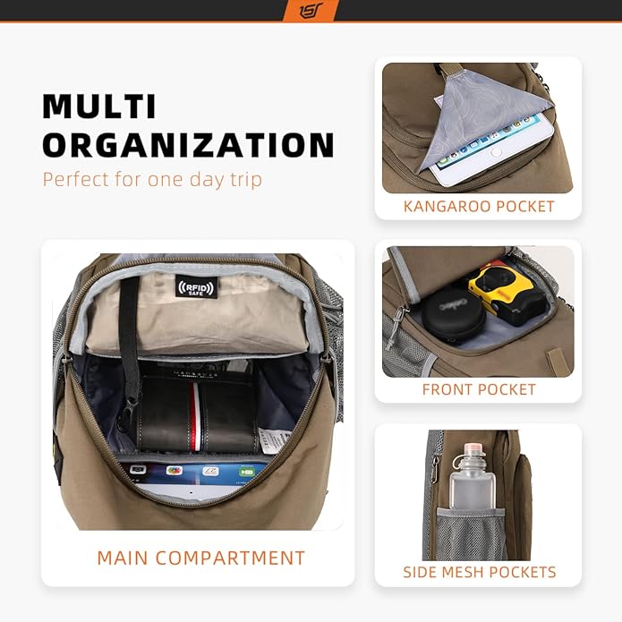 SKYSPER Sling Bag RFID Crossbody Sling Backpack Cross Body Shoulder Bag Travel Hiking Daypack for