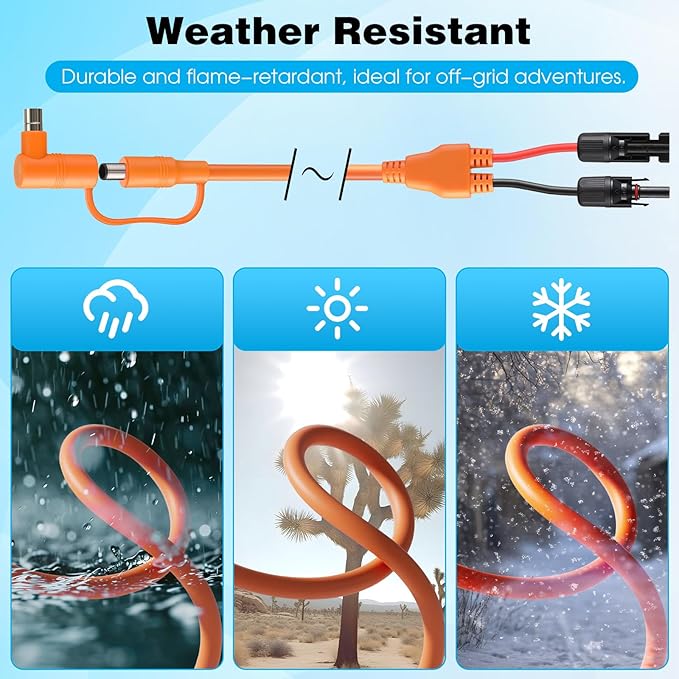 Tellingyou Solar Connector to DC 8mm Adapter Cable, 8.2 ft Solar Panel Cable with DC8020/7909