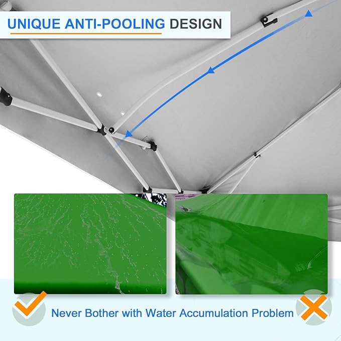 EAGLE PEAK Pop Up Canopy Tent with Wheeled Carry Bag, 8 Stakes, 4 Ropes, 4 Weight Bags, Easy Set Up