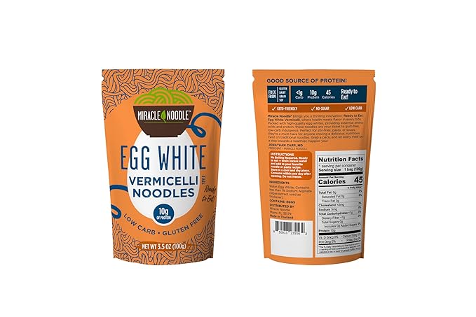 Miracle Noodle Egg White Pasta Variety Pack, 3.5 Oz (Pack of 6), Spaghetti, Vermicelli, Ready to
