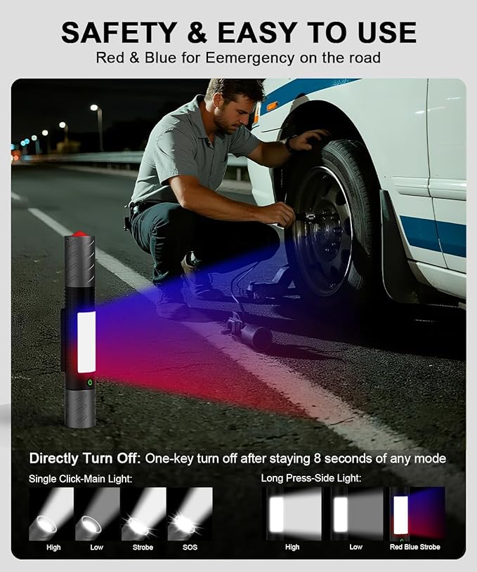 USB C Rechargeable Flashlight High Lumens-Super Bright Magnetic LED Flashlights with Screwdriver