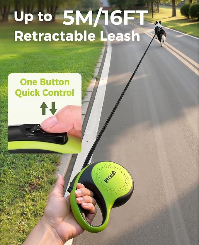 Retractable Dog Leash for Large Dog with Light Rechargeable, 16ft Heavy Duty Retractable Pet Leash