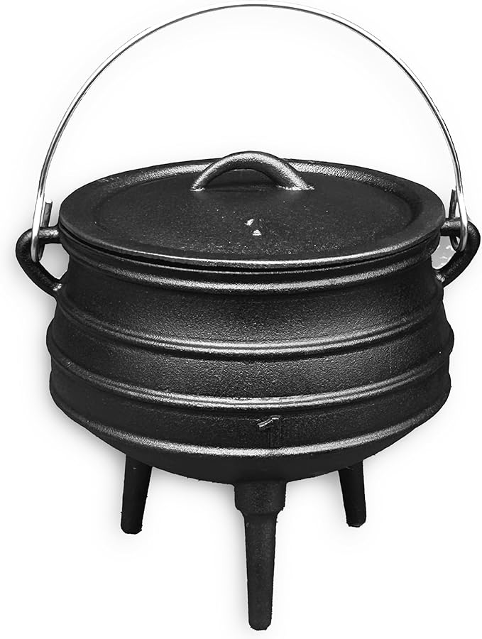 Cuisiland 3.2QT Cast Iron Potjie Cauldron Pot with Lid & 3 Legs – Pre-Seasoned South African-Style