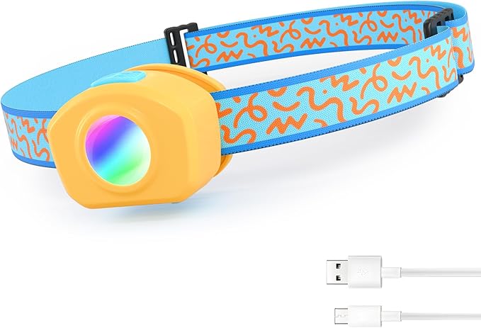 EverBrite LED Headlamp Rechargeable Kids Headlamp with RGB Mode and Adjustable Headband, 3 Modes