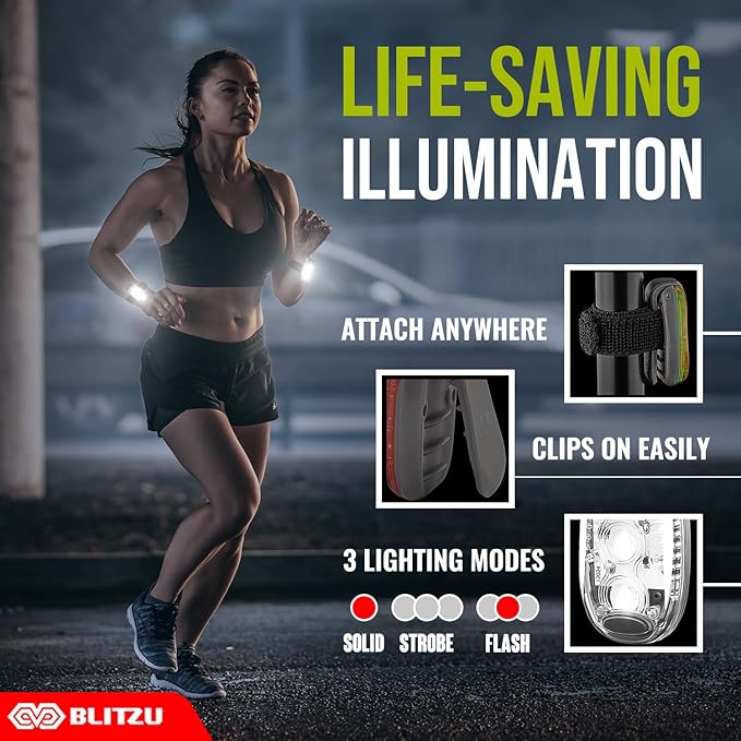 4 Pack LED Safety Light, Clip on Reflective Gear Lights for Walking at Night, Running, Jogging