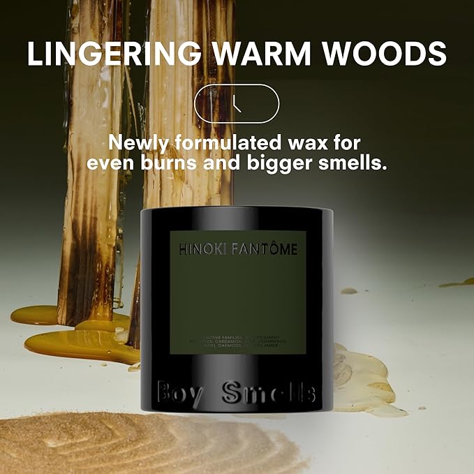 Hinoki Fantôme Scented Candles for Men and Women - 8.5 oz - Soy, Coconut Wax Candle Blend
