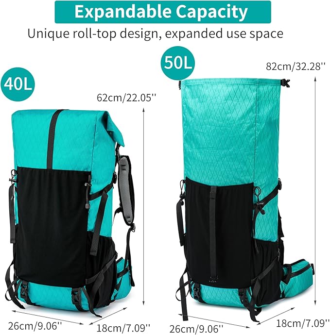 Hiking Backpack,40L to 50L Extra Large Capacity Hiking Bag,Internal Frame Camping Backpack,Upgraded