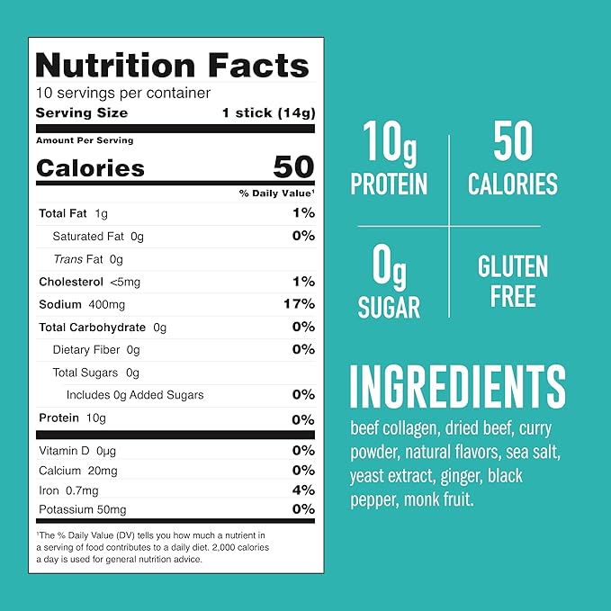 LonoLife Thai Curry Beef Bone Broth Powder Mix | Grass-Fed, 10g Protein | Collagen-Rich, Keto &