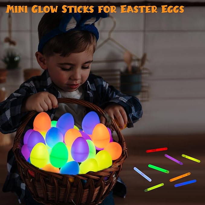 POPGIFTU 200 Mini Glow Sticks Bulk Pack, 8 Bright Colors 1.96" Glow in the Dark Sticks for Easter