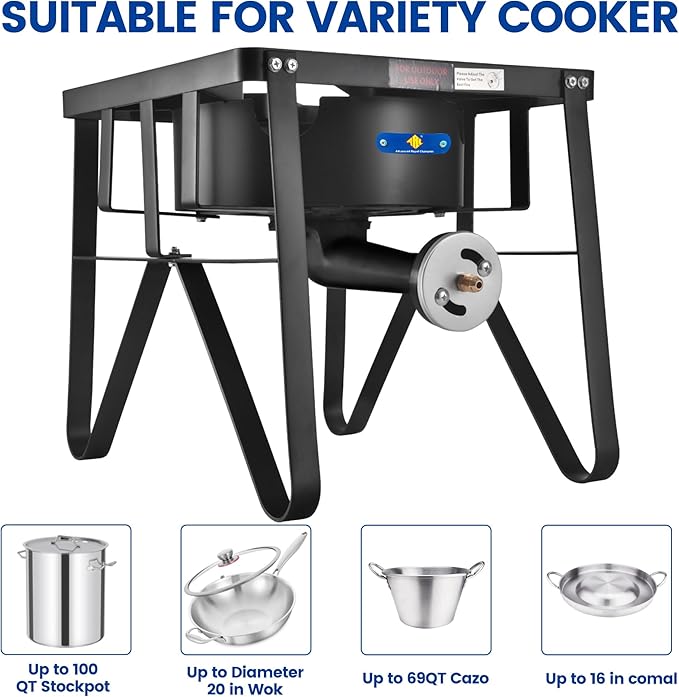 ARC Advanced Royal Champion ARC Propane Burner, 200,000 BTU Propane Stove with 0-20 PSI Regulator