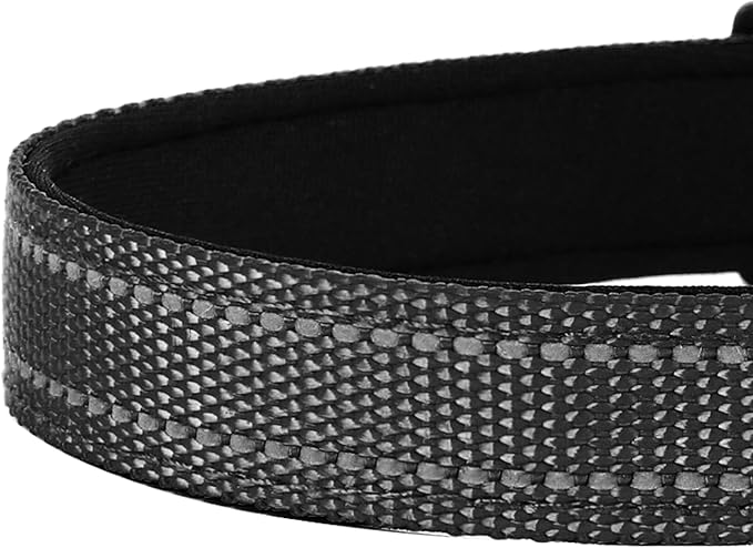 Reflective Dog Collar, Adjustable Soft Neoprene Padded Nylon Pet Collars with Buckle for Extra