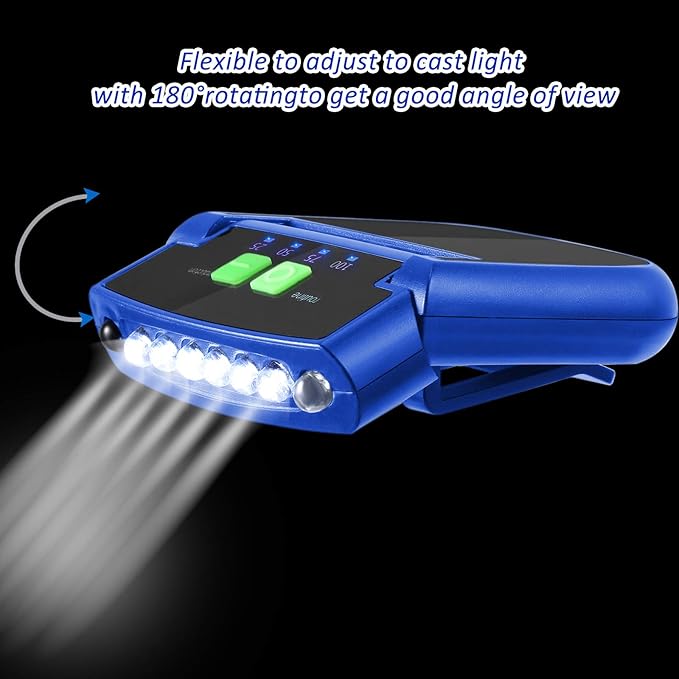 Mudder LED Clip on Cap Lights USB Rechargeable Cap Flashlight Clip Waterproof Ultra Bright Hat