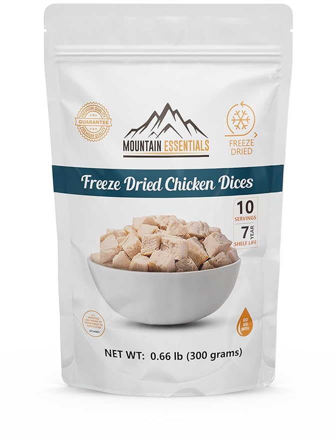 MOUNTAIN ESSENTIALS Freeze-Dried Diced Chicken ??Fully Cooked and Ready to Eat | Everyday Pantry