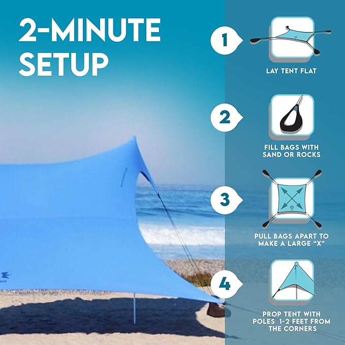 Neso Gigante - Portable Beach Tent - Ideal to Enjoy with Family and Friends - UPF 50+