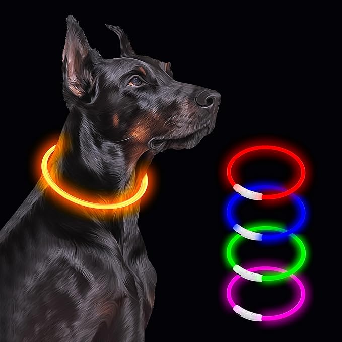 Light Up Led Dog Collar Rechargeable Waterproof, Glow in Dark Dog Collar, TPU Cuttable Lighted Dog
