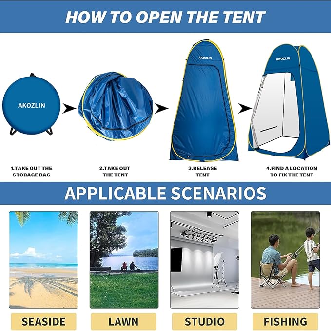 AKOZLIN Portable Pop Up Shower Tent Instant Privacy Dressing Changing Tent Outdoor Shower Room Camp