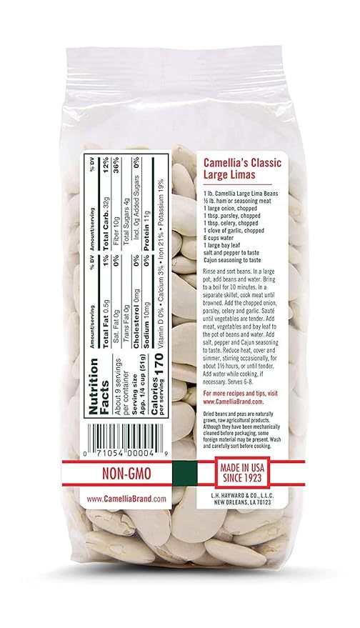 Camellia Brand Dried Large Lima Beans ??Premium White Butter Beans for Southern Cooking, Soups