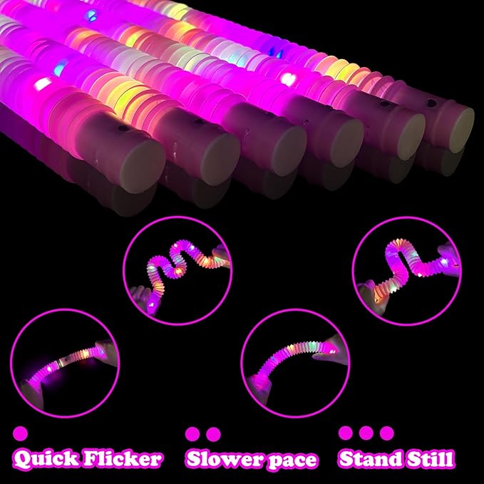 24 PCS Pink Glow Sticks Party Favors for Kids, Light Up Necklaces Bracelets Accessories for