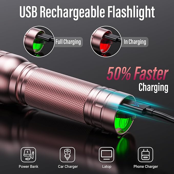 Rechargeable Flashlights High Lumens, G1000 Super Bright Flash Light 2 Pack, Small Zoomable LED