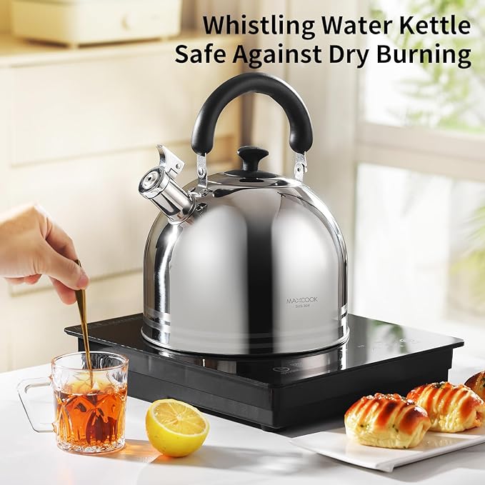 Whistling Tea Kettle for Stovetop, 5L Stainless Steel Tea pot Kettles,Striped frosted water pot