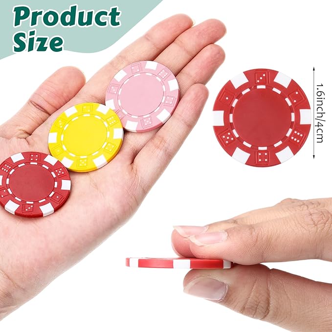 100 Pcs 11.5 Gram Poker Chips ABS Monte Carlo, 40 mm Bingo Chips Tokens Markers Blank Counting Bulk
