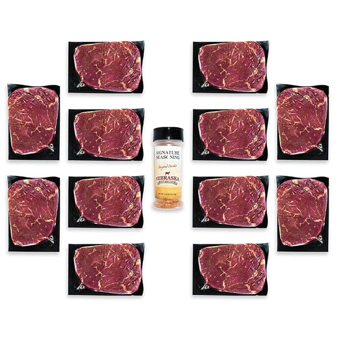 Nebraska Star Beef Prestige Steaks - 12 Pack with Signature Seasoning (12-10oz Sirloins)