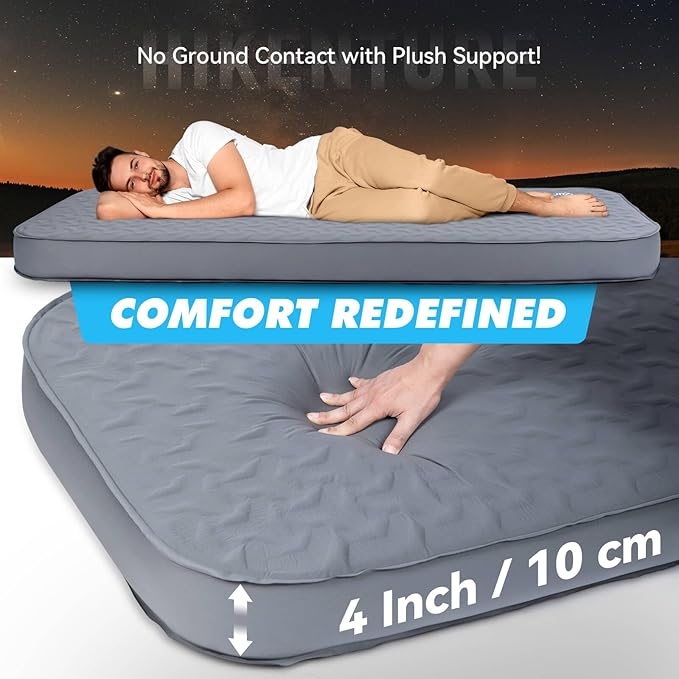 Hikenture 4" Thick Self Inflating Sleeping Pad, Foam & Air Camping Mattress, 9.5 R-Value Insulated